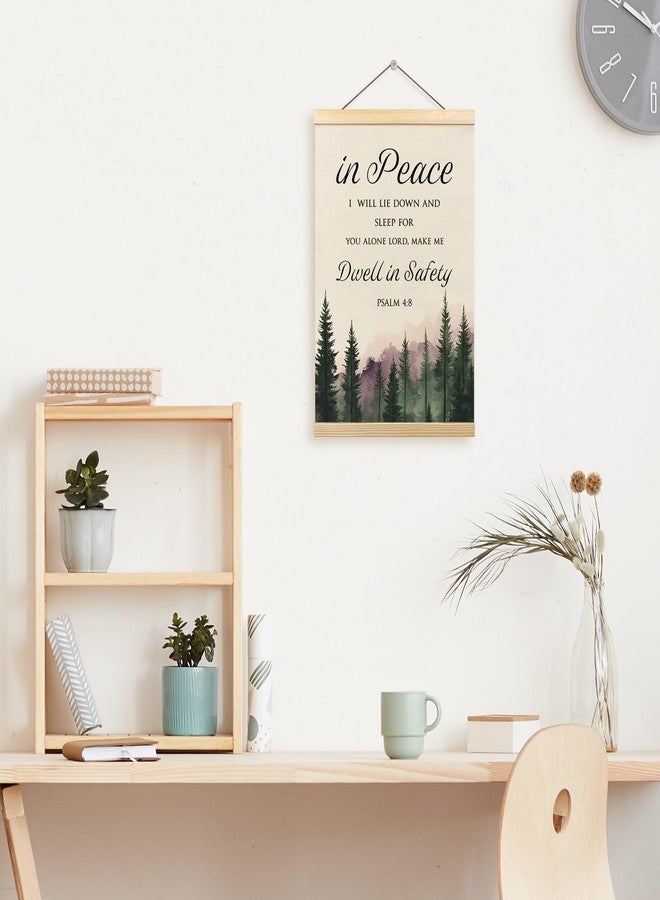 Tzhim Christian Poster Hanger Frame, PSALM 4:8 Bible Verses Wall Hanging Decor for Home Bedroom Nursery Office, Woodland Christian Scripture Wall Art Prints with Wood Frames, 12x16in - Image 5